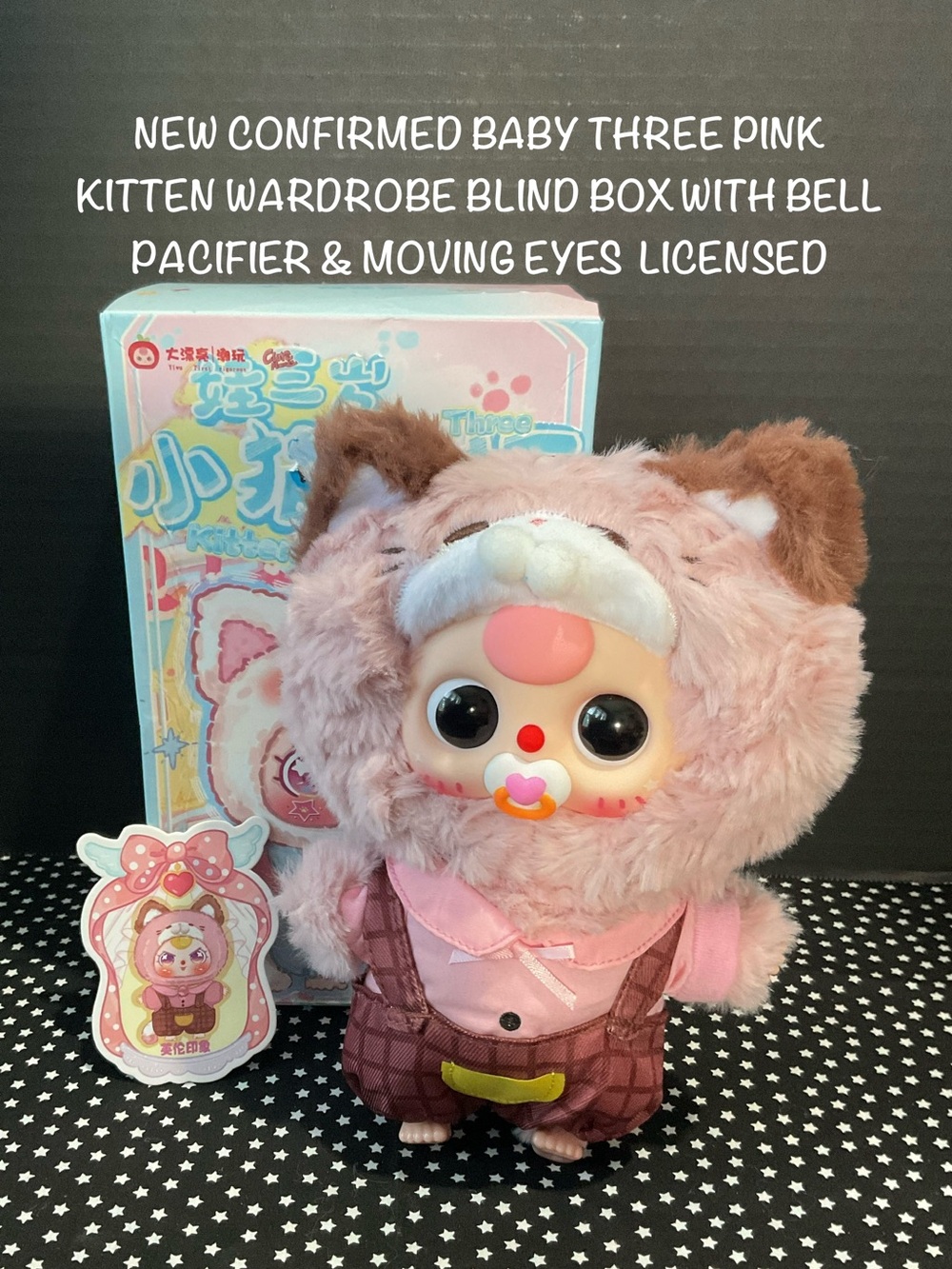 Confirmed Baby 3  Pink Kitten Plush W/ Moving Eyes & Pacifier Tail & Licensed
